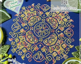 Zesty Mandala - Cross Stitch Pattern, PDF download