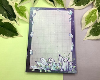 Blue Crystal Note Pad, Memo Pad with 50 Pages for Notetaking or use with your Planner, Journal, Bujo