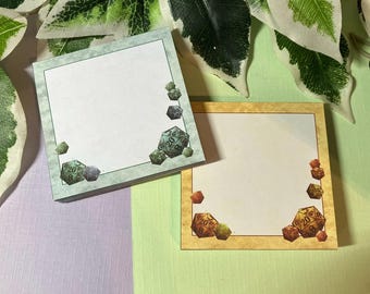 Small D20 Dice Pattern Notepad, Memo Pad with 50 Pages for Notetaking or use with your Planner, Journal, Bujo, or Scrapbooking