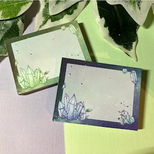 Mini Crystal Notepad, Handmade Note Pad, Memo Pad with 50 Pages for Notetaking or use with your Planner, Journal, Bujo, or Scrapbooking