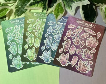 Crystals Sticker Sheet, Stickers for collecting, Planners, Journals, Scrapbooking and more