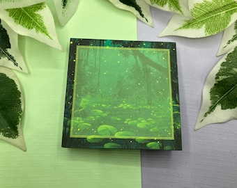 Cute Notepad, Handmade Forest Note Pad, Memo Pad with 50 Pages for Notetaking or use with your Planner, Journal, Bujo, or Scrapbooking