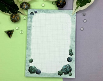 D20 Notepad, Dice Note Pad, Memo Pad with 50 Pages for Notetaking or use with your Planner, Journal, Bujo