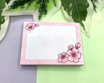 Cute Cherry Blossom Mini Note Pad, Memo Pad with 50 Pages for Notetaking or use with your Planner, Journal, Bujo, or Scrapbooking