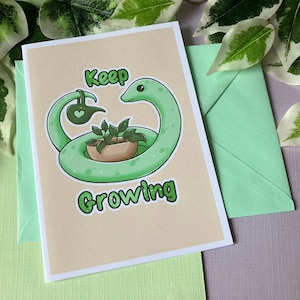 Continua a crescere: simpatico biglietto d'auguri, biglietto con serpente vegetale per tutte le occasioni