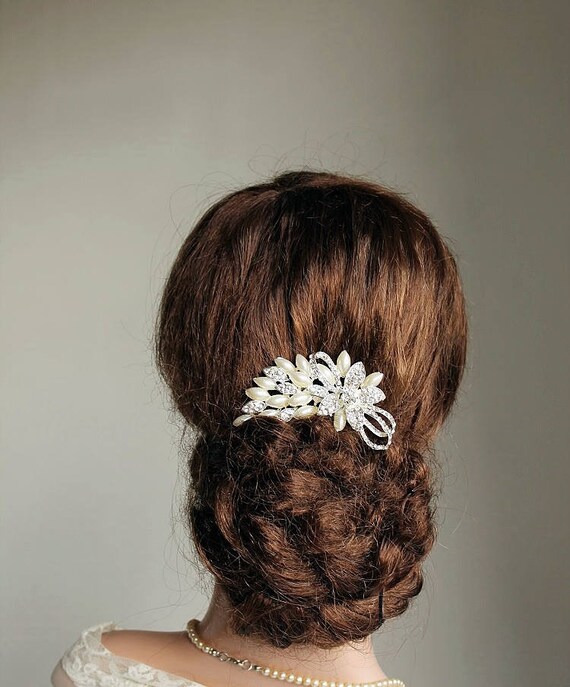 Pearl Crystal Hair Comb Rhinestone Vintage Bridal Comb Etsy