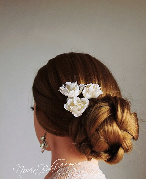 Cream Rose Bridal Pins Shabby Chic Wedding Pins Rustic Etsy