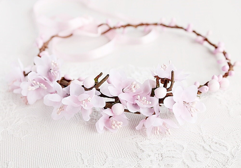 Cherry Blossom Crown Spring Wedding Halo Blush Bridal Crown | Etsy