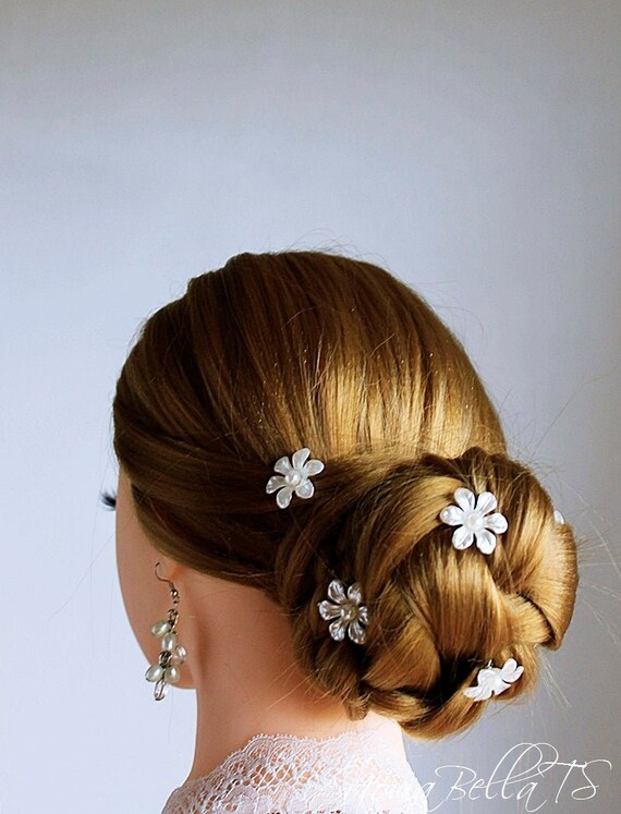 Ivory Pearl Flower Hair Pins Bridal Hair Clips Bun Hair Etsy