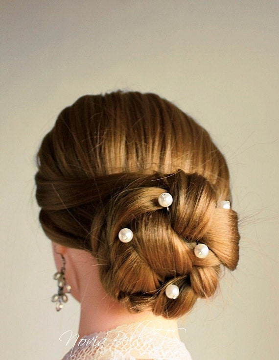 Pearl Bridal Hair Pins With Small Rhinestones Wedding Updos Etsy
