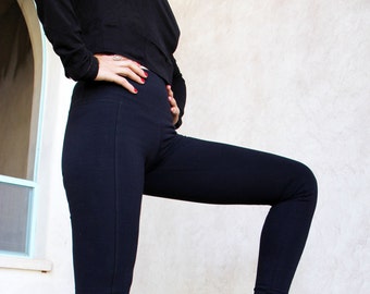 Black Lycra Yoga Leggings, Women's Workout Pants, Sexy Trousers, Gym Leggings, Gifts for Her