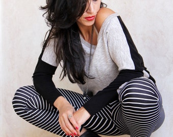 Sexy Striped Tights, Winter Leggings Women's, Warm Leggings, Striped Leggings, Black And White Tights, Boho Leggings, Valentines Day Gift