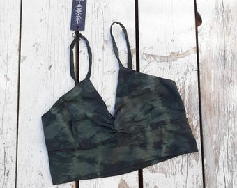 Handmade Tie Dye Yoga Bikini Top, Cotton Festival Swimwear, Boho Tribal Swimsuit, Ethnic Bohemian Swimwear, Summer Gift for Her