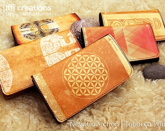 Designed Tobacco Pouch, Bohemian Tobacco Case, Pouch For Tobacco, Flower Of Life Rolling Tobacco Pouch, Smoking Accessories, iffi creations