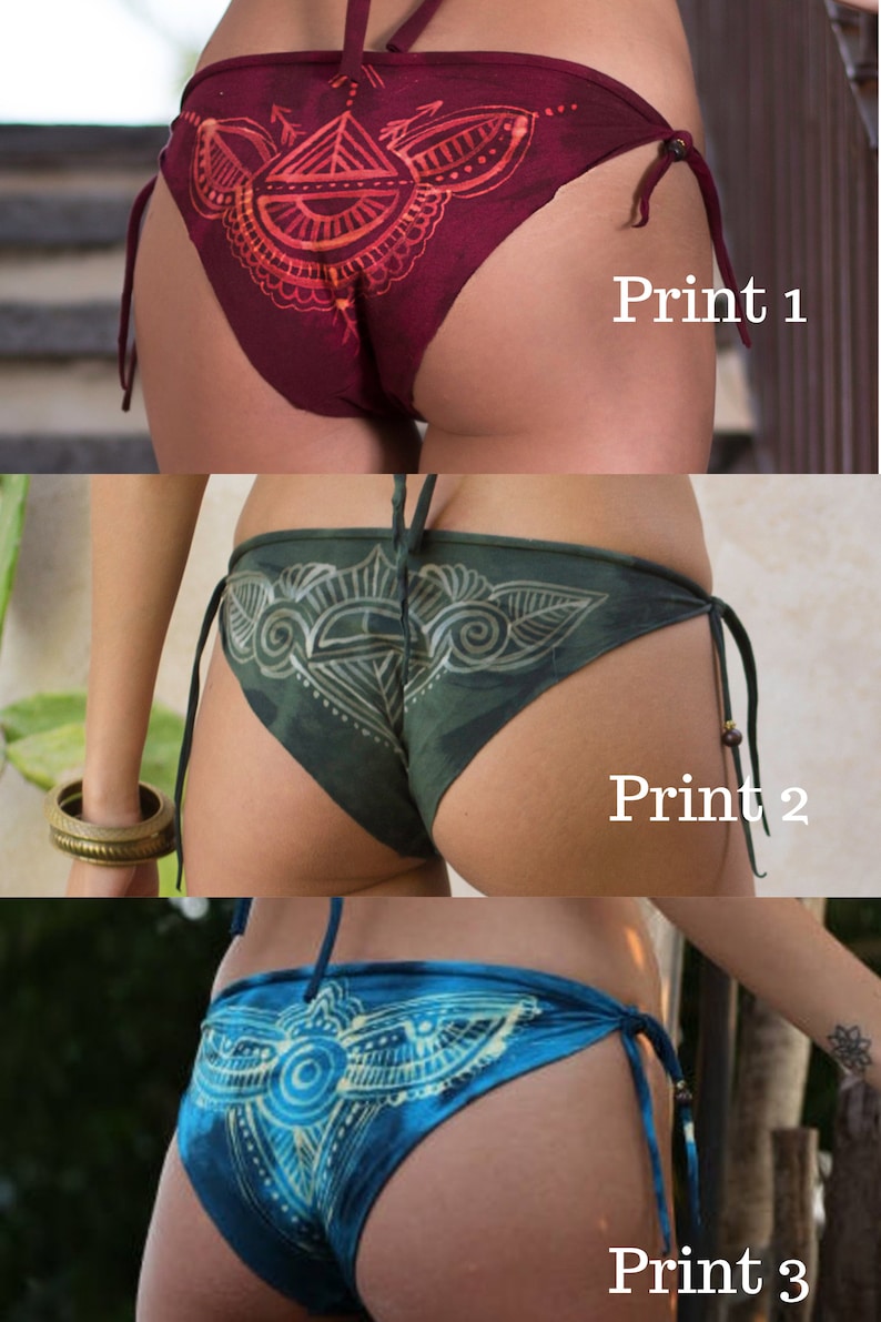 Sexy Bikini Set, Boho Bikini, Dark Green Bikini, iffi creations bikini, Two Piece Swimsuit, Tie Dye Bikini, Festival Wear, Tribal Bikini image 7