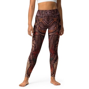 Peacock Brown Leggings, Peacock Lover Leggings, Bird Lover Gift, Festival Leggings, Festival Outfit, Yoga Birthday Gift, Nature Lover Gift