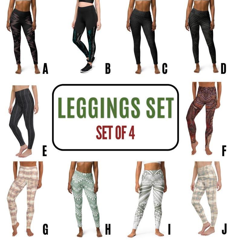 Stylish Activewear for Yoga, Active Fitness or Everyday Fashion, Set of 4 Bundle Ideal Gift for Yogis, Performance Leggings