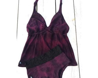 Tie Die Purple Yoga Set, Hot Yoga Outfit, Yoga Clothes for Women, Festival Clothing, Boho Swimwear, Meditation Outfit, Yoga Lover Gift