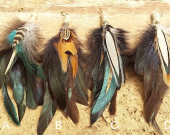 Leather Keychain, Turquoise Feathers Keychain, Cool Bohemian Accessories, Feather Keychain, Tribal Fashion, Festival, Christmas Gifts