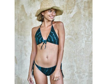 Handmade Boho Swimsuit, Cotton Lycra Tie Dye Bikini, Tribal Bikini, Festival Swimwear, Women's Bikini Set
