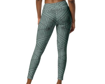 All Over Print Geometric Design Yoga Pants, Women's Exercise Leggings, Stretchy Fabric Workout Leggings, Yoga Gym Leggings