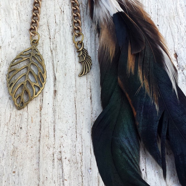 Bag accessories, Natural rooster feathers, cool keychain, feathers accessories, charm key chain, Bohemian, hippie, festivals accessory