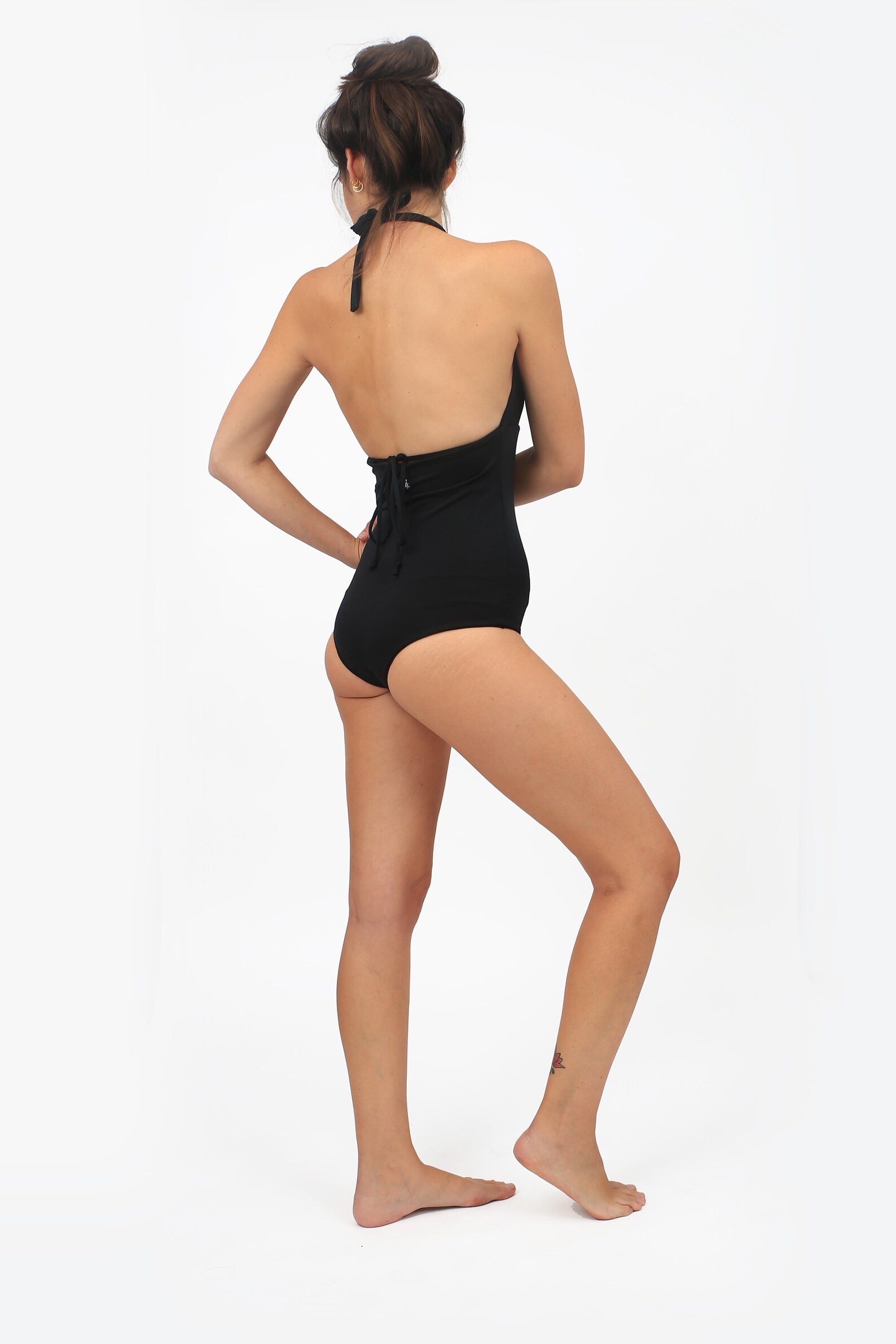 Low Rise One Piece Black Swimsuit Women Black Swimsuit One Etsy