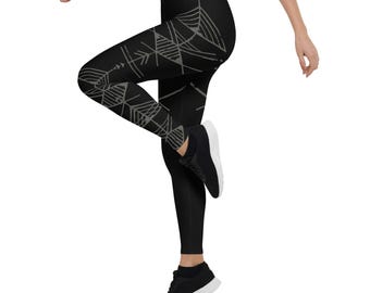 Empowering Black Totem Yoga Leggings - High-Waisted, Breathable, and Comfortable