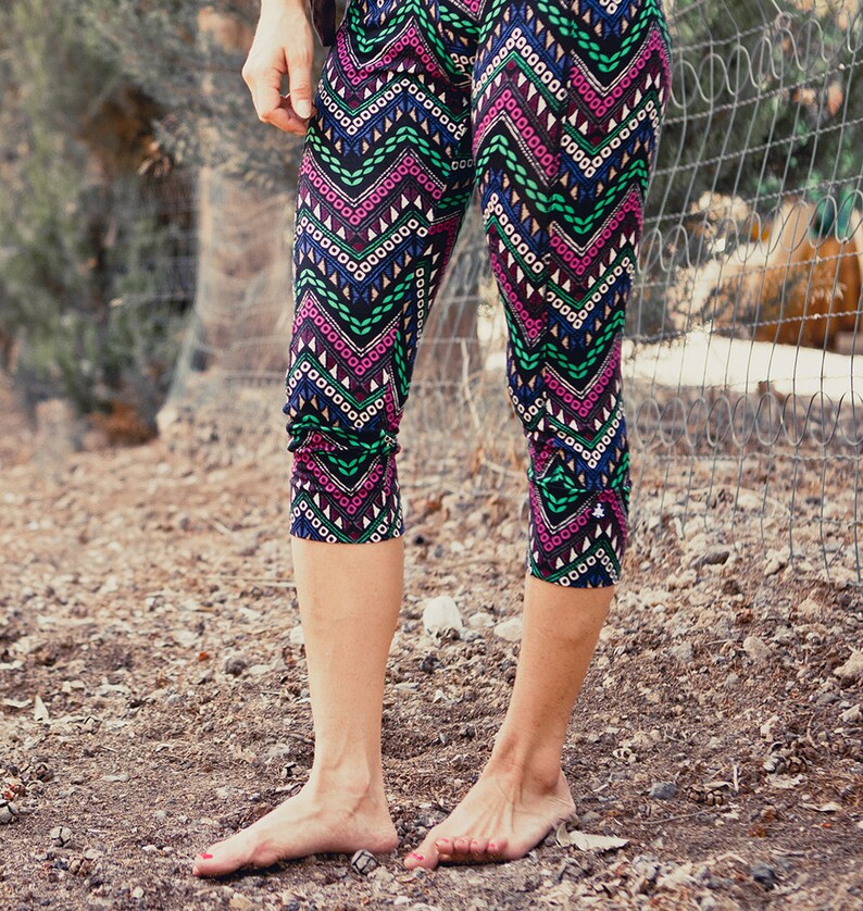 Yoga Leggings, Sexy Festival Wear Womens, Geometric Print Tights, Boho Leggings, Lycra Leggings, Hippie Leggings, Yoga Pants, Activewear image 5