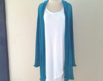 Long ladies cardigan with shawl collar SAPHIRE fine knit cardigan Oversize Cape long sleeve ladies jacket plus size Throw HANDMADE