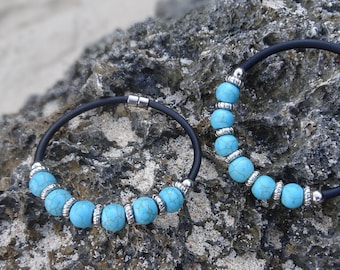 Bangle Turquoise Ball Bracelet Stone Balls Bracelet Arm Chain Magnetic Clasp Ladies Bangle Silver Jewelry Elements