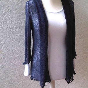 Cardigan Ladies Shawl Collar Jacket Knitted Blazer nightblue Ladies Stretch Cardigan Open Knitted Cardigan 7/8 sleeves