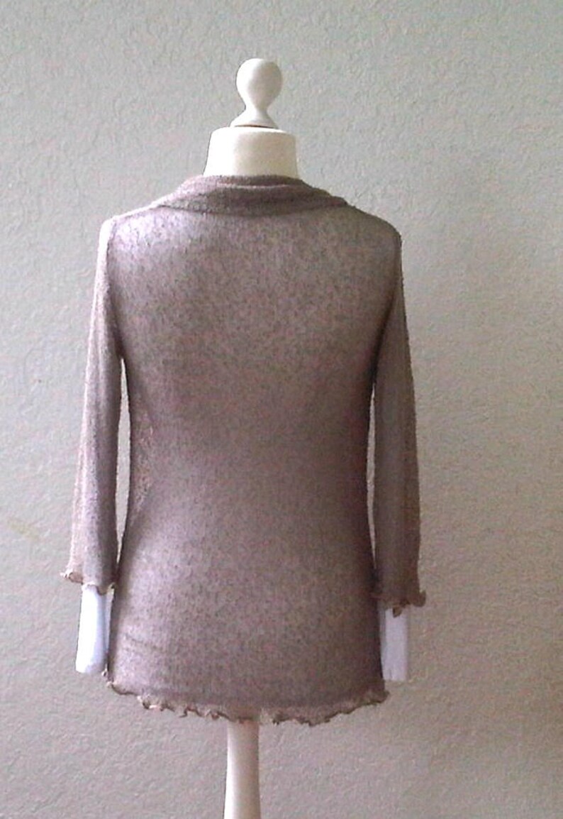 Women Cardigan Shawl Collar Gray Beige Women/'s Stretch Cardigan Open Fine Knitted Jacket Knitted Blazer One Size 78 Sleeve Women/'s Knitwear