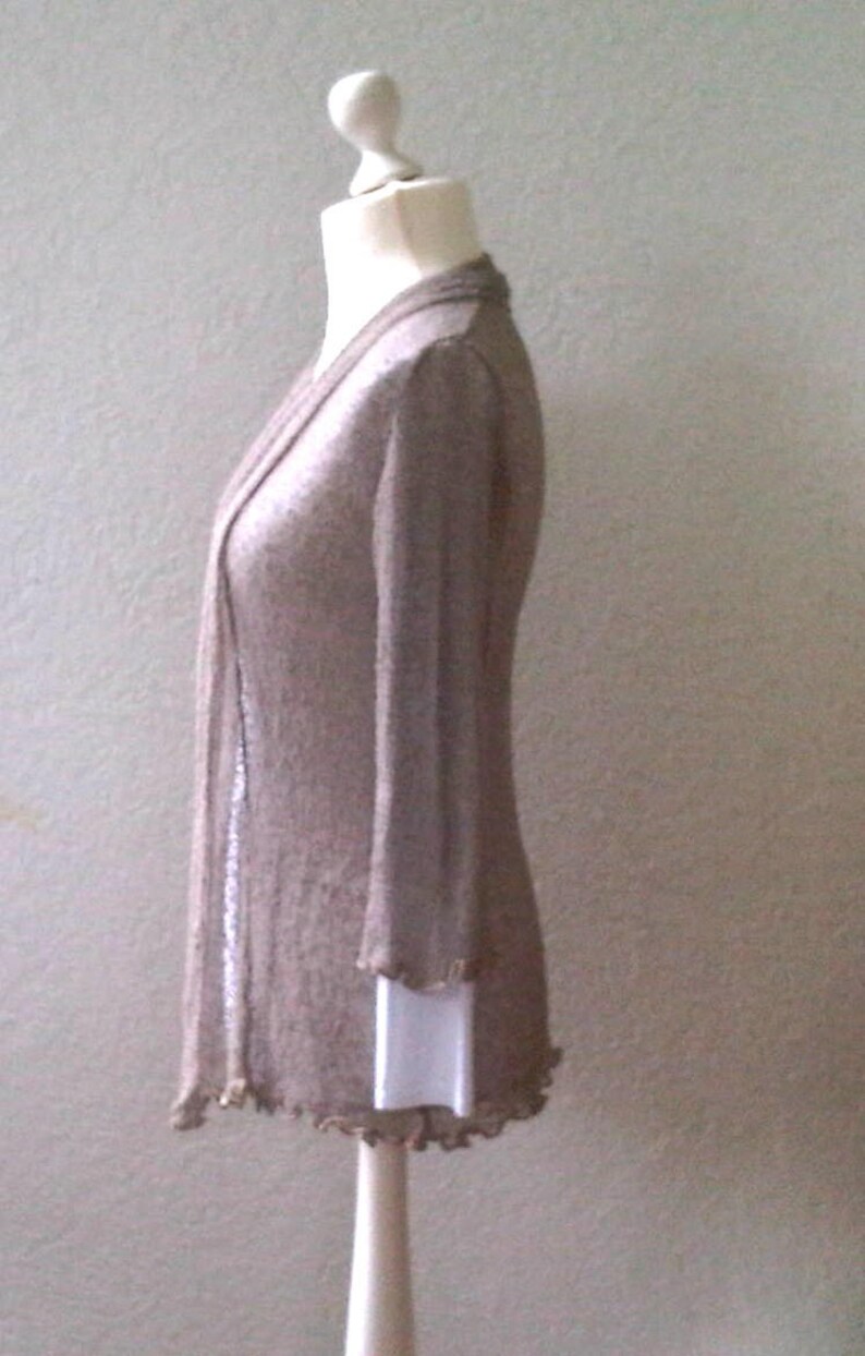 Women Cardigan Shawl Collar Gray Beige Women/'s Stretch Cardigan Open Fine Knitted Jacket Knitted Blazer One Size 78 Sleeve Women/'s Knitwear