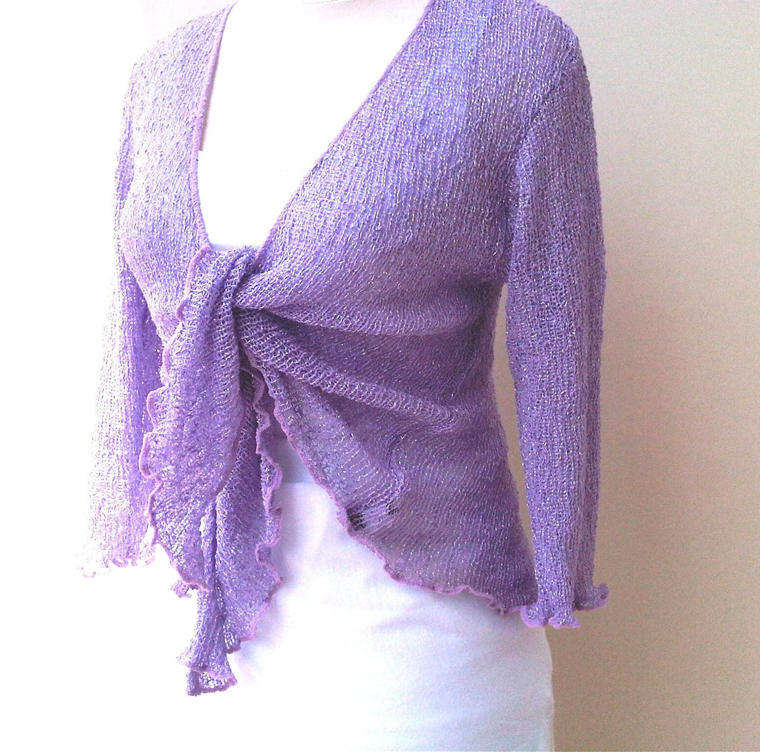 Knitted bolero jacket purple twotone Shrug Women Stretch Etsy