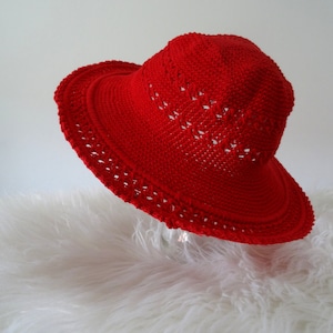 Crochet hat maroon sun hat with wide brim boho hippie accessory beach hat travel chic cotton hat crochet style summer hat