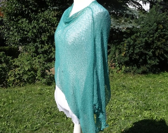 Poncho DUSTY TEAL Strick Umhang Damen Kleidung Accessoire Cape Schulter Bedeckung Schal Stretch Überwurf One-Size Strick Accessoire Handmade