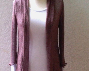 Chaqueta tipo cárdigan de punto elástico para mujer, estilo blazer, con cuello chal, mangas 7/8 y tejido de punto fino. Talla única.