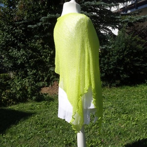 Poncho en tricot fin citronnelle tricot cape accessoire cape couverture d'épaule léger stretch jeter taille unique étole accessoire fait à la main image 4