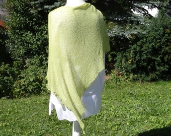 Fine Knit Poncho LEMONGRASS Knit cover Accessory Cape Shoulder Covering Lightweight Stretch Throw One Size Stole Accessory Handmade