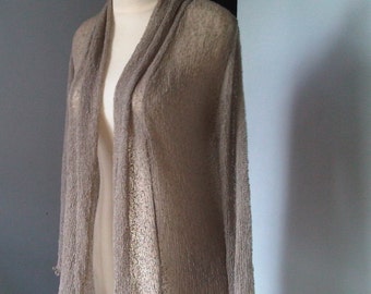 Ladies cardigan with shawl collar, knit blazer putty, poncho wrap jacket scarf cardigan 7/8 sleeves Open knit cardigan one-size