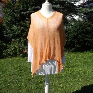 Fine knit poncho apricot Boho Knit Cape Women's Clothing Cape Shoulder Covering Scarf Stretch Overwrap One-Size Knitted Accessory Handmade image 3