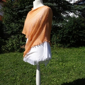 Fine Knit Poncho abricot Boho Cloak Womens Clothing Cape Shoulder Cover Écharpe Stretch Overlay One-Size Knit Accessory Handmade image 2