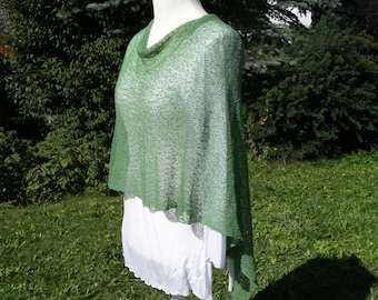 Fine Knit Poncho moss green Knit cover Accessory Cape Shoulder Covering Lightweight Stretch Throw One Size Stole Accessory Handmade