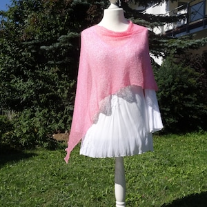 Fine Poncho bubblegum pink Cape Must Have Accessory Women Clothing Accessory Cape Shoulder Covering Scarf Stretch Overwrap One-Size Handmade
