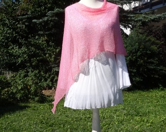 Poncho Feinstrick Umhang pink Damen Accessoire Cape Schulter Bedeckung Schal Stretch Überwurf One-Size Strick Accessoire Handmade