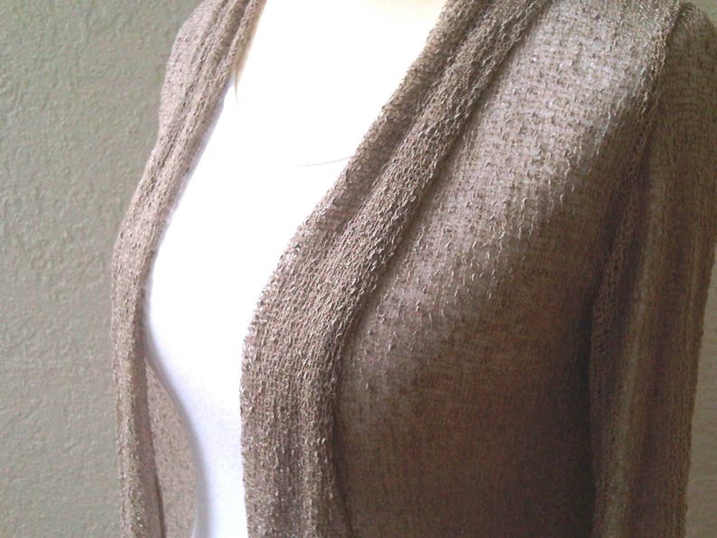 Women Cardigan Shawl Collar Gray Beige Women/'s Stretch Cardigan Open Fine Knitted Jacket Knitted Blazer One Size 78 Sleeve Women/'s Knitwear