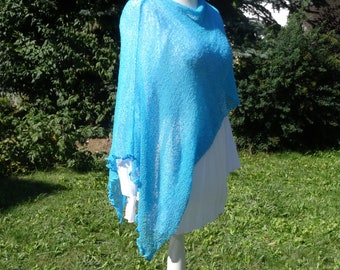 Fineknit Poncho turquoise Cape Must Have Accessory Women Clothing Accessory Cape Shoulder Covering Scarf Stretch Overwrap One-Size Handmade