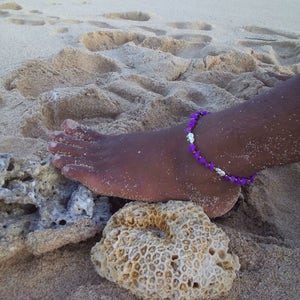 Anklet PURPLE pearls elephant Boho Hippie Beach Chain unisex jewelry festival jewelry bracelet anklet handmade summer chain