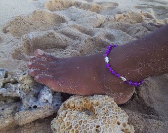Anklet PURPLE pearls elephant Boho Hippie Beach Chain unisex jewelry festival jewelry bracelet anklet handmade summer chain